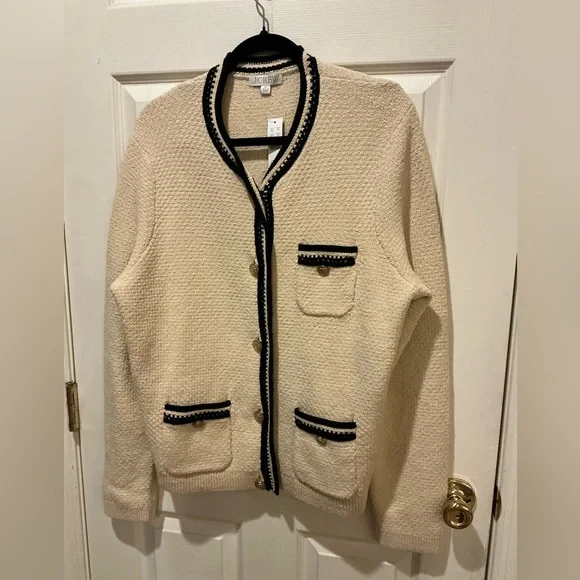 J.Crew NWT Cream And Black Lady Jacket Cardigan Woman Size X-Large Old Money - Picture 15 of 15